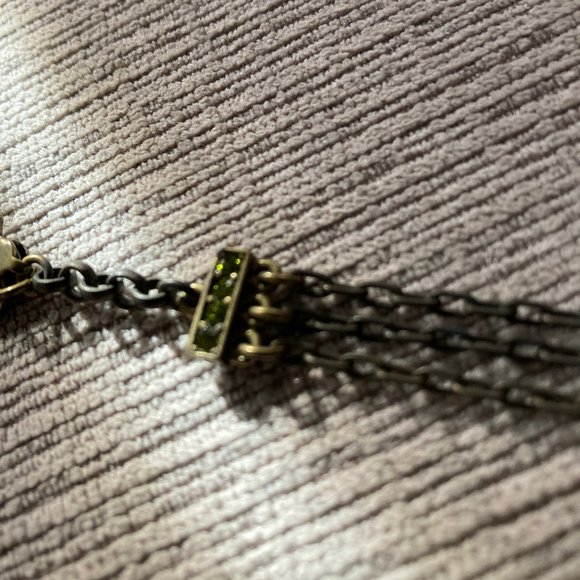 Tammassini Necklace Green and Purple Swarovski Crystal and Chain Choker - Picture 8 of 12